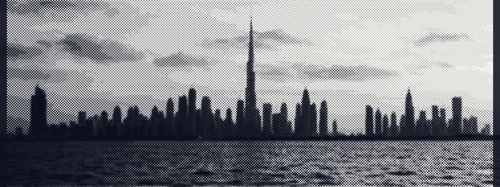 Dubai skyline at sunset